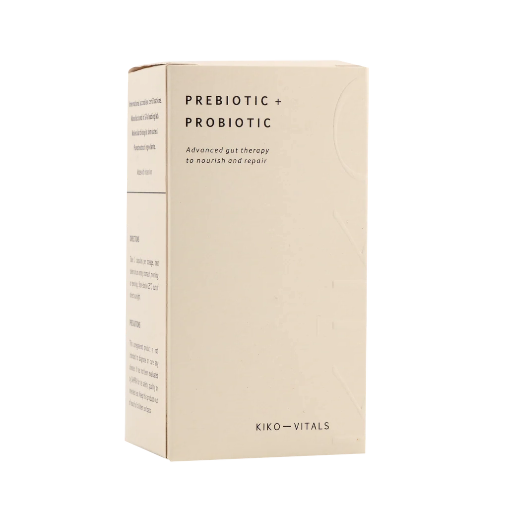 Kiko Vitals prebiotic and probiotic product packaging on a white background