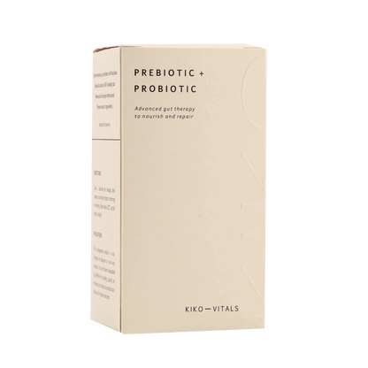 Kiko Vitals prebiotic and probiotic product packaging on a white background