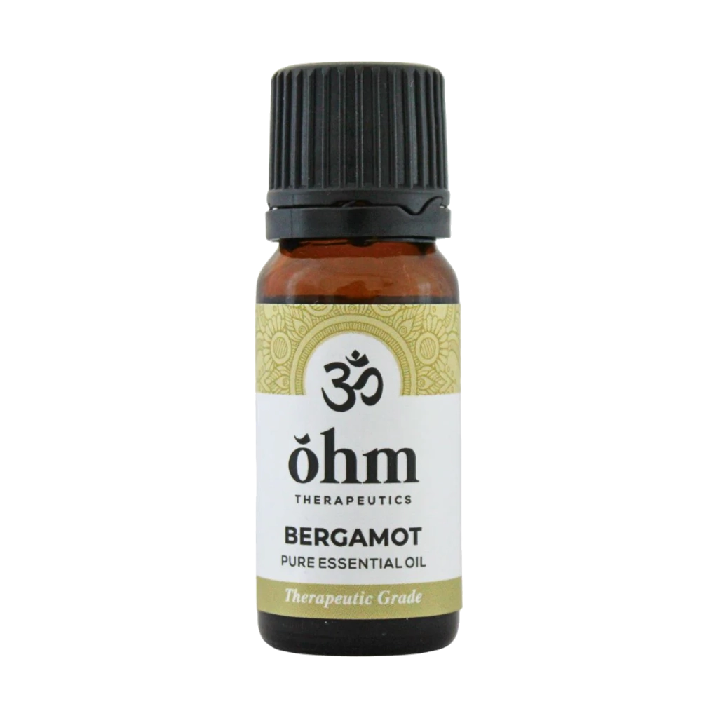 10ml Bottle of Ohm Therapeutics Bergamot Pure Essential Oil on a transparent background