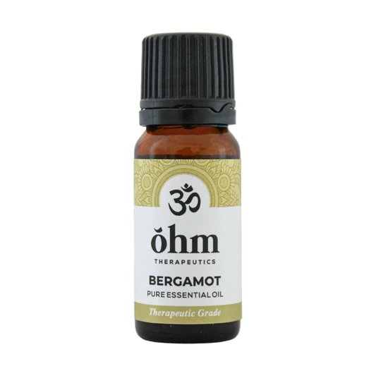 10ml Bottle of Ohm Therapeutics Bergamot Pure Essential Oil on a transparent background