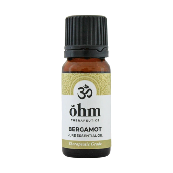 10ml Bottle of Ohm Therapeutics Bergamot Pure Essential Oil on a transparent background