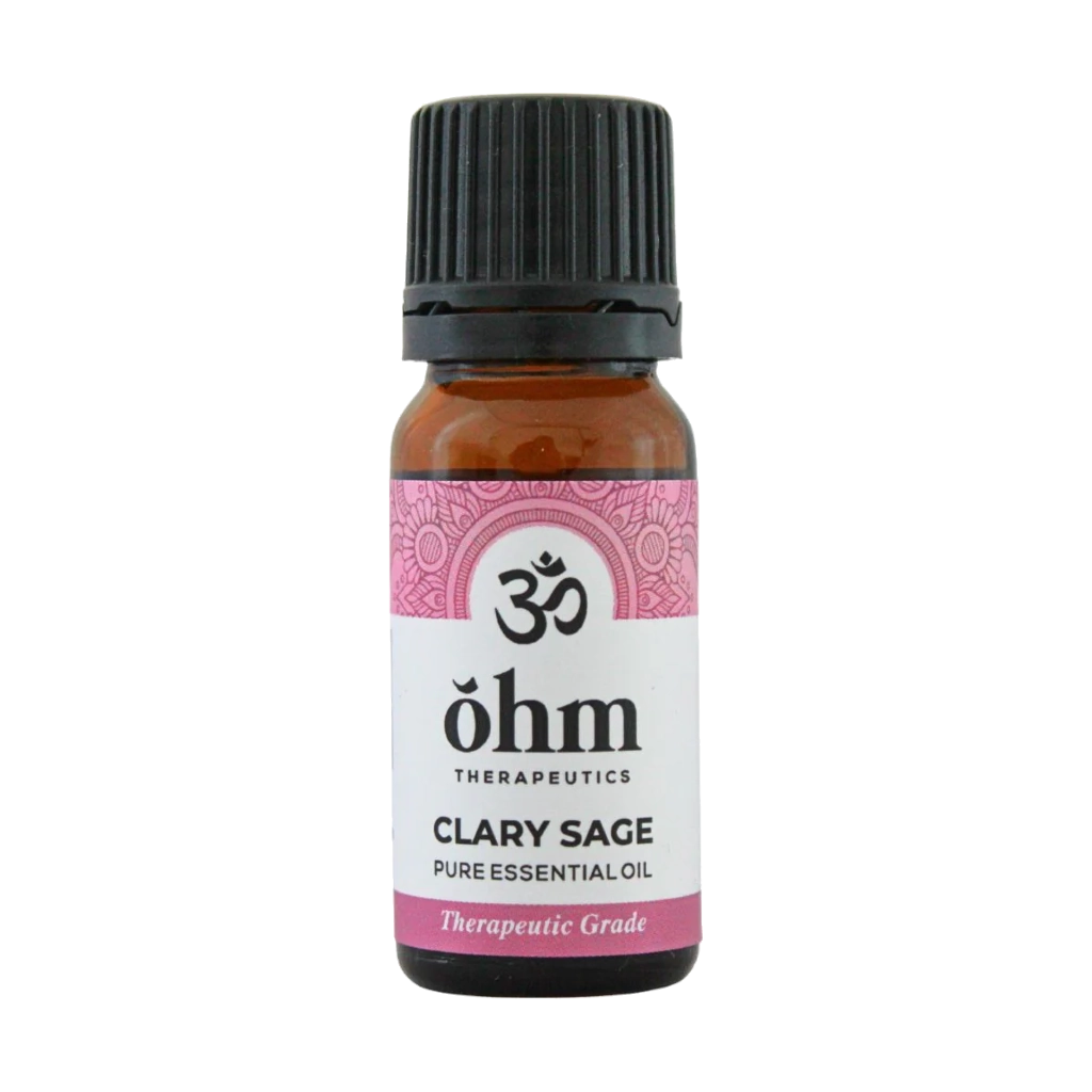 10ml Bottle of Ohm Therapeutics Clary-Sage Pure Essential Oil on a transparent  background