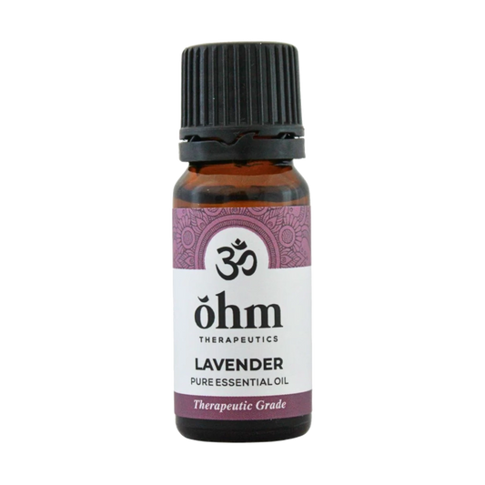 10ml Bottle of Ohm Therapeutics Lavender Pure Essential  Oil on a transparent background