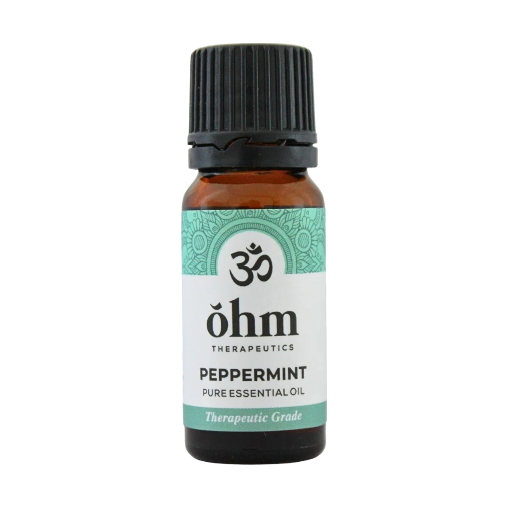 10ml Bottle of Ohm Therapeutics Peppermint Pure Essential Oil on a transparent background