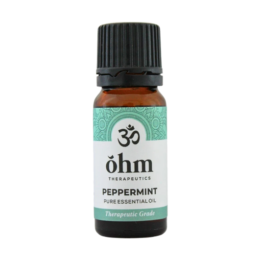 10ml Bottle of Ohm Therapeutics Peppermint Pure Essential Oil on a transparent background