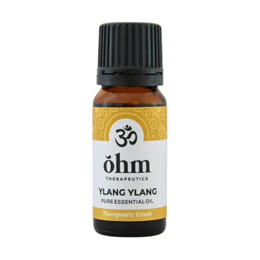 10ml Bottle of Ohm Therapeutics Ylang-Ylang Pure Essential Oil on a transparent background