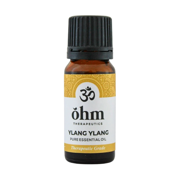 10ml Bottle of Ohm Therapeutics Ylang-Ylang Pure Essential Oil on a transparent background
