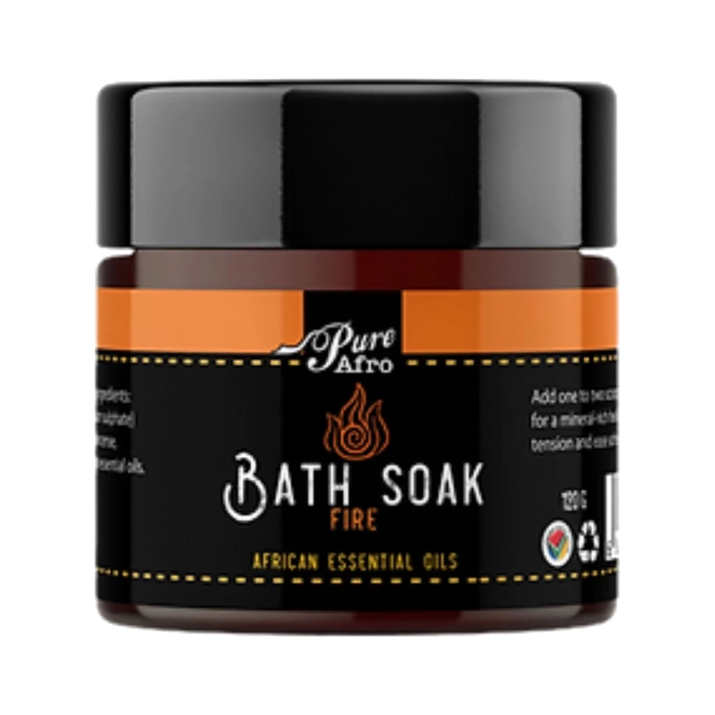 A jar of Pure Afro Bath Soak - Fire - on a transparent backround