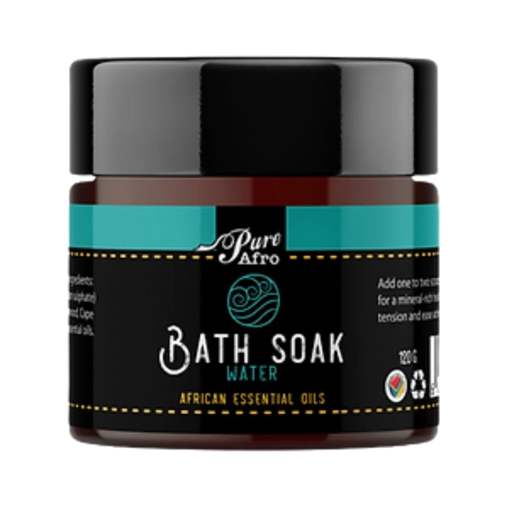 A jar of Pure Afro Bath Soak - Water - on a transparent backround