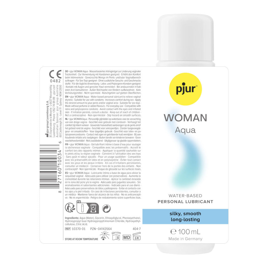 Pjur Woman Aqua water-based personal lubricant packaging on a white background