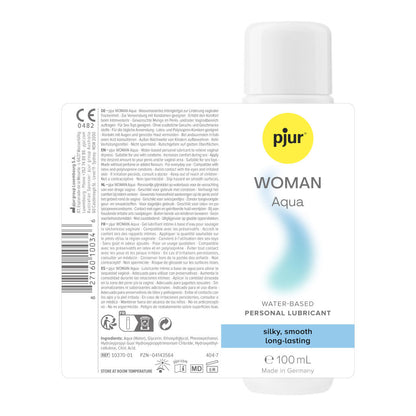 Pjur Woman Aqua water-based personal lubricant packaging on a white background