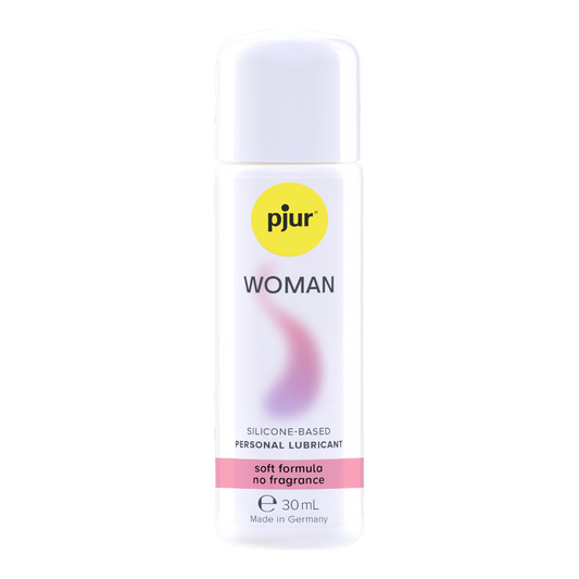 Silicone-based personal lubricant bottle with 'pjur' branding on a white background